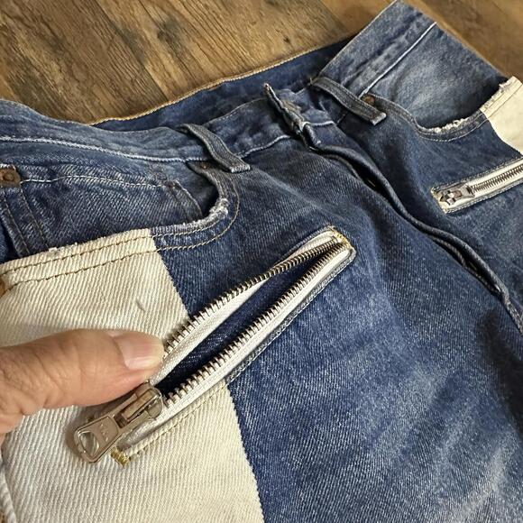 LEVI’S Premium 501 Cropped Moto Jean Color Block  Zipper Womens 30x28 Year 2018 - Picture 6 of 9